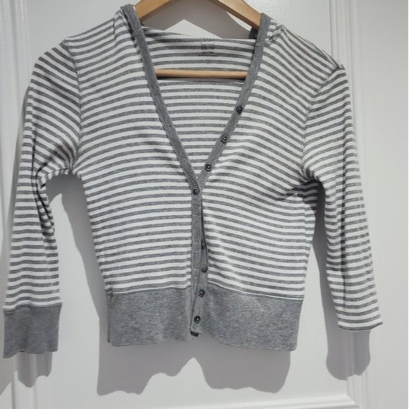 Gap Y2K Semi Cropped Striped Hooded Cardigan - Picture 6 of 12